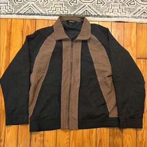 Genelli 100% Silk Men's Black and Brown Zip Bomber Jacket